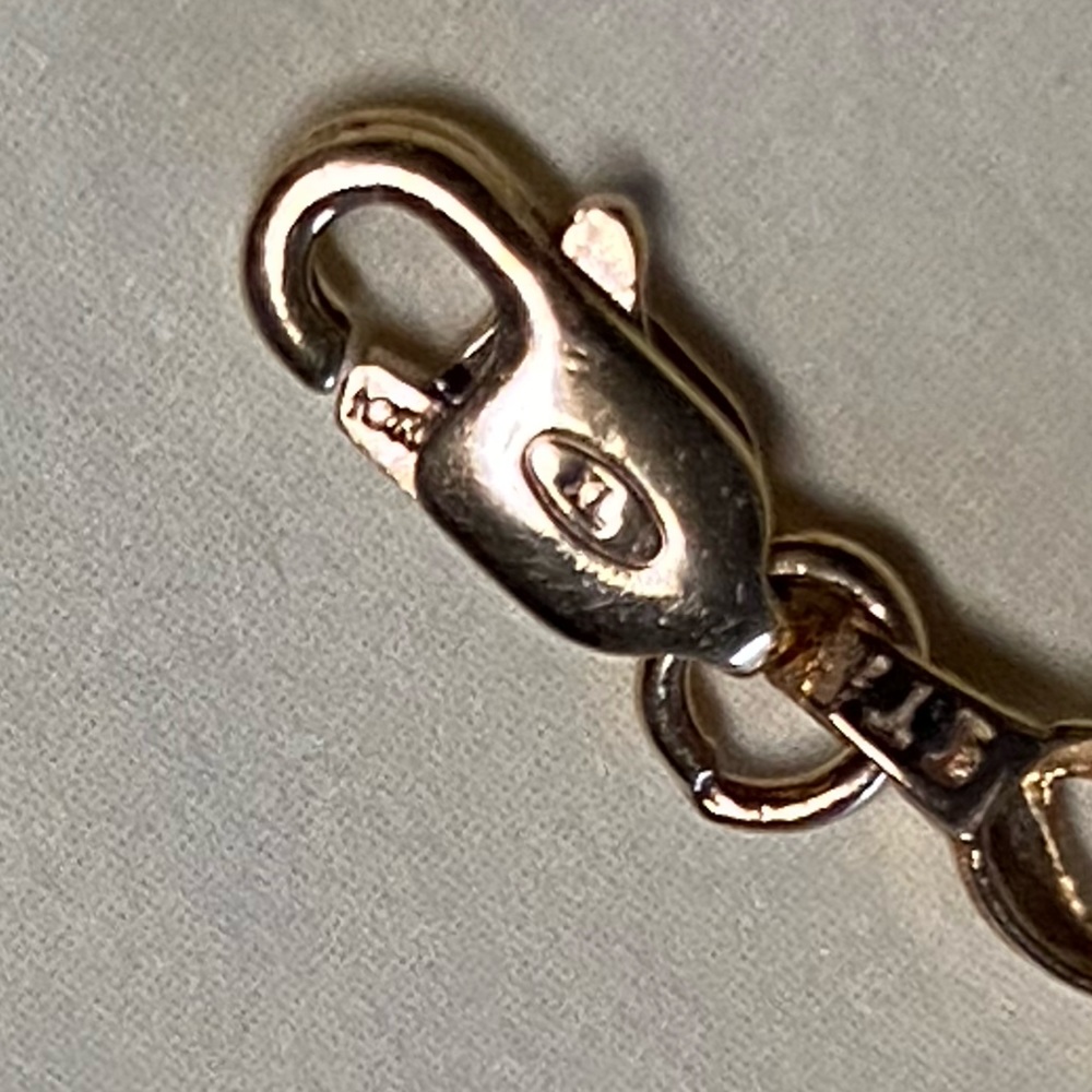 Beautiful Solid 10K Yellow Gold Blue Lab Sapphires/2 Diamonds Tennis Bracelet. - Picture 11 of 14